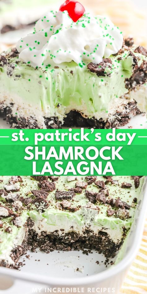 Are you looking for a delicious and unique dessert to serve at your next gathering? Look no further than this scrumptious St. Patrick's Day shamrock lasagna dessert! This delectable treat is the perfect combination of creamy, crunchy, and sweet. It’s sure to be a hit with everyone who tries it. Serve this amazing dessert cold or warm, either way, it’ll have everyone coming back for more! Try it today! Shamrock Dessert Lasagna, Shamrock Lasagna Recipe, St Patricks Day Cheesecake Recipes, Yummy Unique Desserts, Cold Day Food Ideas, St Patricks Day Recipes Dessert, St Patrick’s Day Cheesecake, Shamrock Lasagna, Green Stuff Dessert