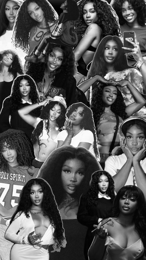 #sza #aesthetic #wallpaper #collage #black #white Sza Aesthetic Black, Black Collage Aesthetic Wallpaper, Sza Aesthetic Wallpaper Blue, Sza Aesthetic Wallpaper, Sza Collage Wallpaper, Sza Aesthetic, Aesthetic Wallpaper Collage, Sza Singer, Christmas Wallpaper Iphone Cute