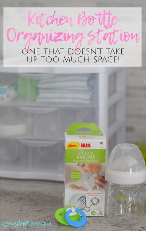 Learn how to organize a kitchen bottle station with @NUKUSABaby Simply Natural Bottles from Target! Best part, it’s one that doesn't take up too much space! #SimplyBonding #ad Baby Formula Station In Kitchen, Formula Station Kitchen, Bottle Station, Bottle Organization, Organize A Kitchen, Baby Bottle Organization, Nuk Pacifier, Baby Bottle Labels, Kitchen Counter Organization