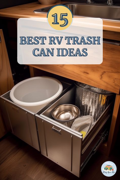 Struggling to keep your RV clutter-free? Discover 15 ingenious trash can solutions tailored for the compact spaces of an RV 🚐✨. Say goodbye to messes and hello to a tidier travel experience! How do you manage waste while on the road? Share your tips in the comments! Click to find your perfect trash management idea. #RVingKnowHow #RVLife #TravelTips #RVHacks #MinimalistTravel Rv Garbage Can Storage Solutions, Rv Garbage Can Ideas, Rv Trash Can Ideas, Trash Can Ideas, Rv Storage Organization, Rv Living Organization, Rv Appliances, Can Ideas, Camper Bathroom