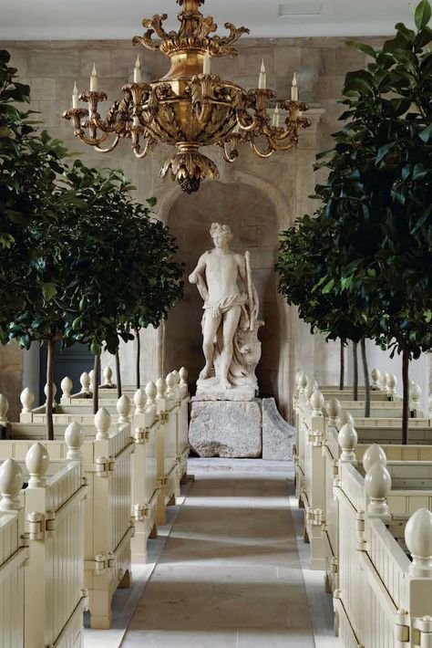 Chateau de Villette orangery  The orangery, above, was also fully restored with its classic “caisse de Versailles” planters,  originally invented by Le Nôtre in the 17th century to hold Louis XIV’s collection of orange trees, which could then more easily be moved inside during the cold winter months. Paris Opera House, The Chateau, Beach Wedding Favors, Diy Wedding Favors, French Garden, French Chateau, French Wedding, French Decor, Historic Home