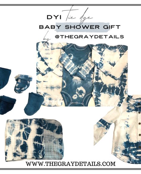 Tie Dye Baby Shower Ideas, Navy Baby Showers, Diy Tie Dye, Gifts 2022, Tie Dye Party, Baby Tie, Indigo Tie Dye, Diy Baby Clothes, Coed Baby Shower