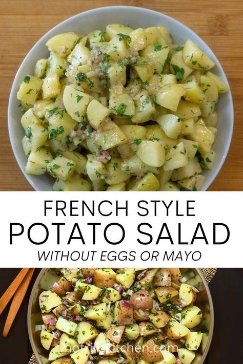 Egg Mayo Recipe, Potato Salad Without Eggs, French Potato Salad, Potato Salad Recipe Easy, Vegan Potato Salads, Easy Potato Salad, How To Make Potatoes, Vegetarian Sides, Potato Salad Recipe