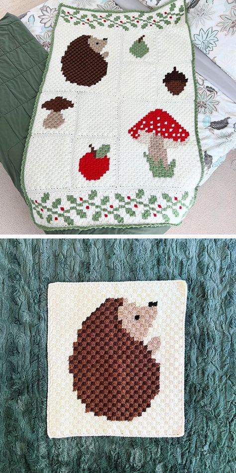 rows. Woodland Crochet, Large Crochet Blanket, Crochet Joining, Woodland Baby Girl, Crochet Woodland, Woodland Blanket, Woodland Baby Blanket, C2c Blanket, Woodland Theme Baby