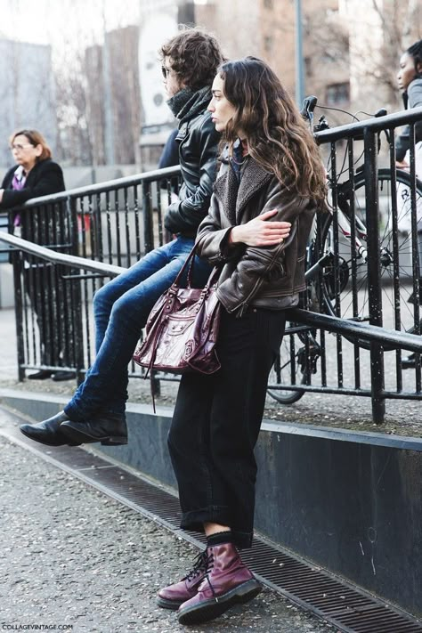 London_Fashion_Week_Fall_Winter_2015-Street_Style-LFW-Collage_Vintage-1 Red Doc Martens Outfit, Leather Backpack Outfit, Red Docs, Dr Martens Boots Outfit, Doctor Martens, Red Doc Martens, Dr Martens Outfit, Doc Martens Outfit, Denim Street Style