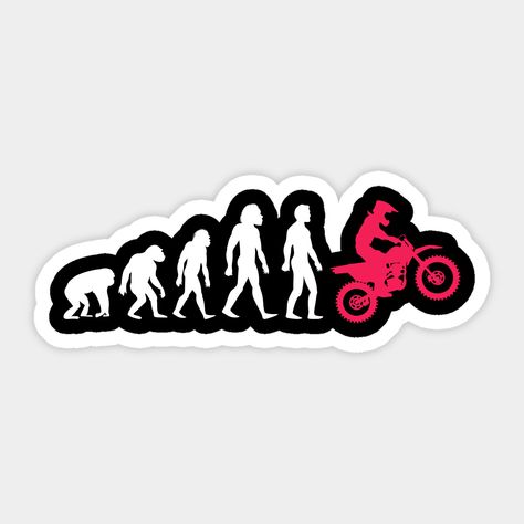 This design with evolution of a motorcycle rider is for a biker, motorcyclist, bike rider, motorcycle lover, anyone who loves dirt bike, cycling, biking, motocross, racing and motorcycling. -- Choose from our vast selection of stickers to match with your favorite design to make the perfect customized sticker/decal. Perfect to put on water bottles, laptops, hard hats, and car windows. Everything from favorite TV show stickers to funny stickers. For men, women, boys, and girls. Motorcycle Sticker Design Ideas, Moto Logo Design, Bike Stickers Design Ideas, Motocross Stickers, Cycle Stickers, Phone Cover Stickers, Dirt Bike Quotes, Bike Logos Design, Motorcycles Logo Design