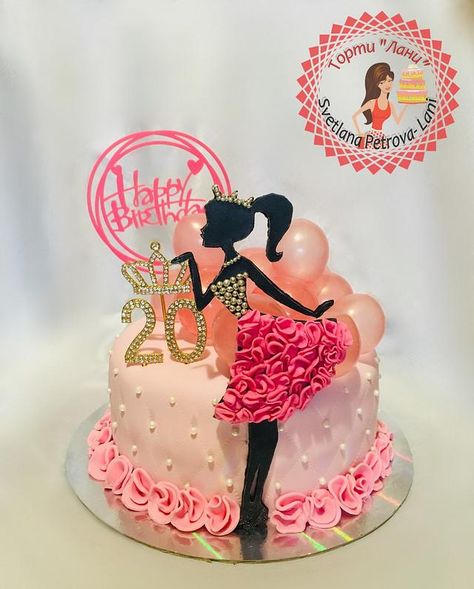 When Daniela, the most beautiful girl in the world, became 20 years old Cakes For Easter, Barbie Themed Cake, Kue Fondant, Cake Designs For Girl, Doll Birthday Cake, Barbie Birthday Cake, Pig Birthday Cakes, Silhouette Cake, Mini Torte