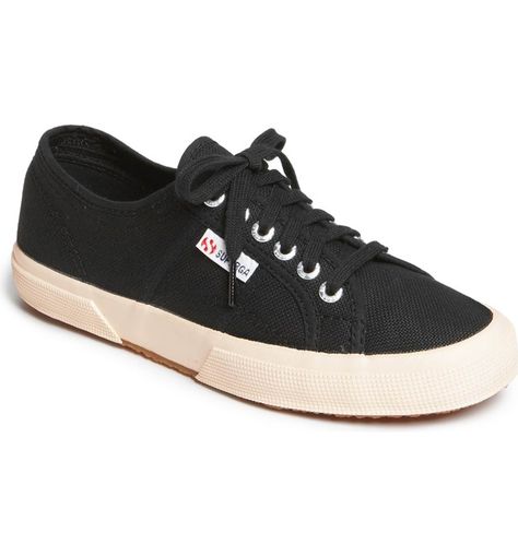 Main Image - Superga 'Cotu' Sneaker (Women) Superga Cotu, Superga Black, Beige Handbags, Beige Heels, Black Trainers, Kitten Heel Pumps, Women Sneakers, Leather Riding Boots, Style Blogger