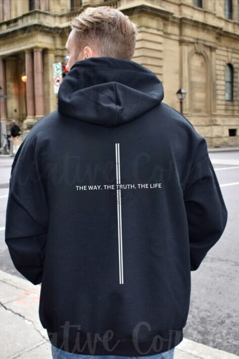 Jesus the Way The Truth The Life Hoodie, Christian Hoodies, Christian Streetwear, Faith Apparel, GOD Christian Hoodies Men, Christian Hoodie Design, Hoodies Design Ideas, God Fashion, Jesus Hoodies, Christian Outfits, Christian Sweaters, Christian Clothing Brand, Christian Clothes