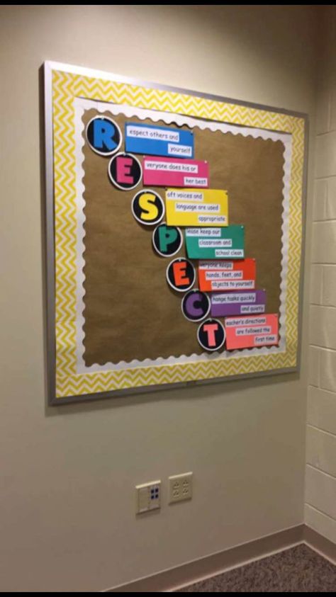 RESPECT, bulletin board Respect Theme For School, Values Bulletin Board Ideas, Moral Values Chart In Classroom, Respect Bulletin Board Ideas, Respect Artwork, Respect Bulletin Boards, Art Projects For High School, Arabic Months, Healthy Meals Recipes