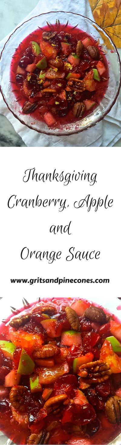 No Thanksgiving Dinner is complete without Cranberry Sauce and boy do I have a doozy of a recipe for you today. This easy make-ahead Cranberry, Apple, and Orange Sauce is out of this world good and deserves a place of honor on your Thanksgiving table. www.gritsandpinecones.com Cranberry Sauce With Orange, Cranberry Sauce Thanksgiving, Fresh Cranberry Sauce, Best Cranberry Sauce, Easy Cranberry Sauce, Cranberry Thanksgiving, Cranberry Orange Sauce, Canned Cranberry Sauce, Homemade Cranberry Sauce