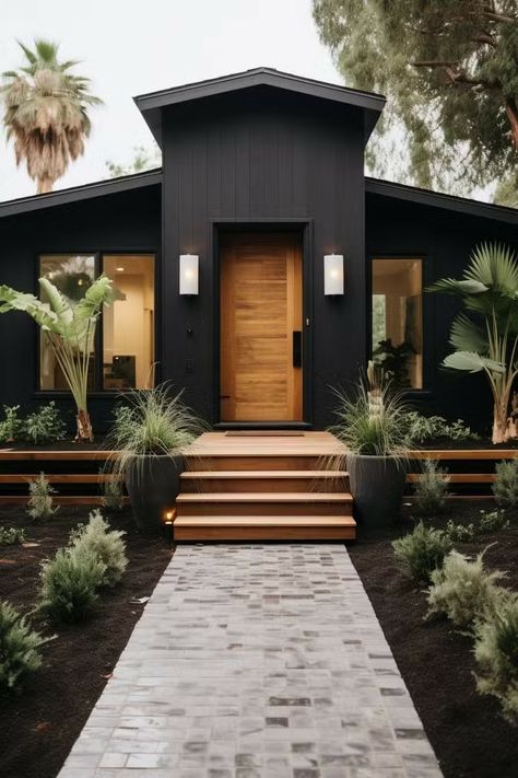 Black Home Exterior, Home Exterior Ideas, Interesting Houses, Black Houses, Home Exteriors, Exterior Makeover, Exterior Remodel, Home Exterior, Black Home