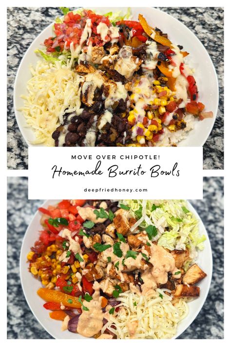 Poor Man's Burrito Bowls, Burrito Bowl Toppings, Tequila Lime Chicken Burrito Bowl, Burrito Bowl Bar Ideas, Southwest Burrito Bowl, Crazy Bowls And Wraps Recipes, Naked Burrito Bowl, Moes Burrito Bowl Recipe, Qdoba Burrito Bowl Recipe