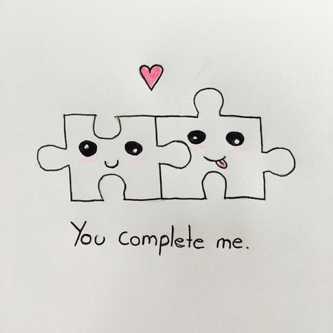 Two Puzzle Pieces Drawing, Easy Drawings For Friends, Cute Notes To Your Boyfriend, Anniversary Ideas Drawing, Drawing Ideas For Love Letter, Cute Things For Boyfriend Love Notes, Diary Ideas Creative Love, Cheesy Love Letters For Him, Crafts To Make My Boyfriend