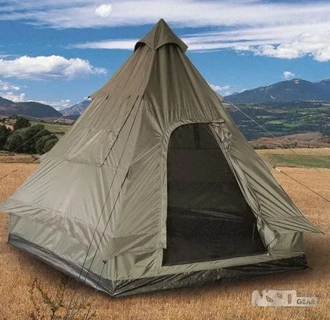 MIL-TEC OD TENT PYRAMID ′TIPI′ €186.00 DESCRIPTION Number of persons: 4 Dimensions: 290 x 270 x 220 cm Pack size: 65 x 25 x 15 cm Head of water: 1000 mm (flysheet), 3000 mm (groundsheet) Weight: 4600 g Materials Flysheet: 100% Polyester Groundsheet: 100% Polyethylene Transportation bag: 100% Polyester Frame: Steel - typical ′tipi′ shape- up to 4 persons find comfortable space side by side- big opening to climb in- with ventilation window #camping #mil-tec #military #tent #------------ #------... Tactical Hunting Gear, Army Tent, Off Grid Survival, Tipi Tent, Camping Shelters, Hiking Tent, Sleeping Pads, Garden Greenhouse, Hunting Accessories