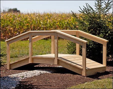 5'W x 10'L Treated Pine Hawthorne Bridge Yard Bridge, Garden Bridge Design, Backyard Bridges, Outdoor Bridges, Pond Bridge, Diy Pond, Deck Designs Backyard, Deck Designs, Storage Sheds