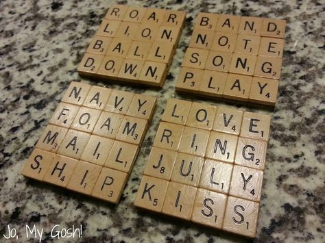 Scrabble Coasters Diy, Tile Coasters Diy, Scrabble Tile Coasters, Scrabble Tiles Coasters, Scrabble Tile Jewelry, Candy Cane Cookie, Scrabble Letter Crafts, Scrabble Coasters, Cranberry Mimosa