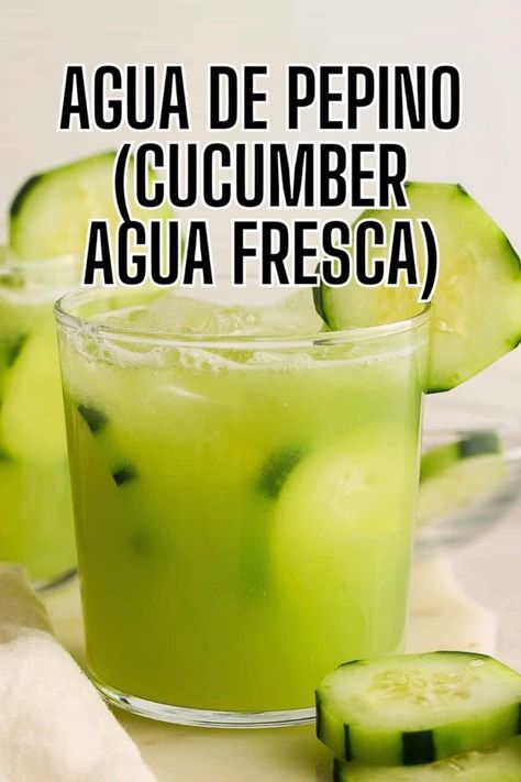 Learn how to make delicious agua de pepino right in your kitchen! This traditional Mexican agua fresca combines cucumber, lime juice, water, and a touch of sugar, making it one of the best refreshing and hydrating drinks to enjoy on a hot day. Mexican Cucumber Water Recipe, Lime Water Recipe, Cucumber Agua Fresca, Healthy Fall Recipes Dinner, Cucumber Water Recipe, Baking Soda Cleaner, Cucumber Drink, Isabel Eats, Agua Fresca Recipe