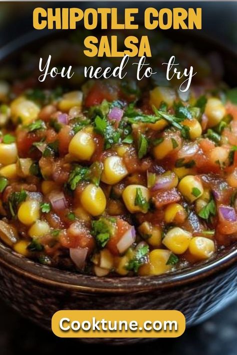 This chipotle corn salsa recipe, inspired by Chipotle's Roasted Chili Corn Salsa, is perfect for a variety of dishes. Enjoy it as a dip for chips, or add it to burritos, salads, tacos, quesadillas, and more. Corn Salsa Chipotle, Chipotle Corn Salsa Recipe, Roasted Chili Corn Salsa, Chili Corn Salsa, Chipotle Corn Salsa, Chipotle Corn, Dip For Chips, Corn Salsa Recipe, Corn Salsa