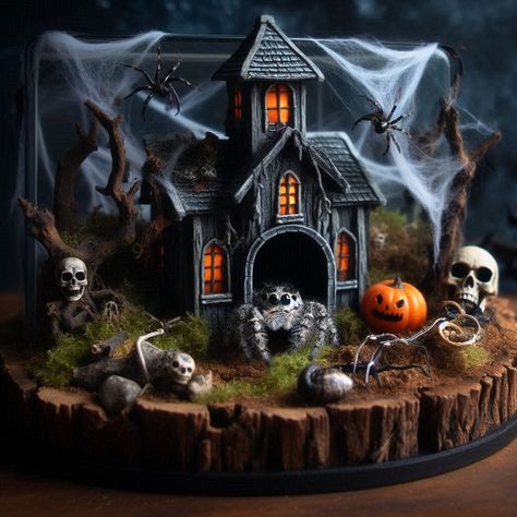 Image Creator Spider Terrarium, Clay Sculpting, Haunted Houses, Halloween Haunted Houses, Sculpting Clay, Fairy House, Halloween Haunt, Dia De Muertos, Animated Gifs