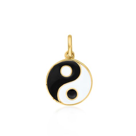 Ross-Simons - Black and White Enamel Yin-Yang Charm in 14kt Yellow Gold. RS Pure. Modern designs that complete your outfit and complement your personality. Strive for balance, and let your style help! Splashed with classic black and white enamel, our cute yin-yang charm brings a spirit of duality to your daily dress. Crafted in polished 14kt yellow gold. Single bale fits up to a 2.5mm chain, sold separately. Wear it as a solo statement or paired with other charms on one of our charm-compatible necklaces. Black and white enamel yin-yang charm. Yin Yang Charm, Essential Jewelry, Style Help, Necklaces Black, Jewelry Presentation, Jewelry Styles, Daily Dress, White Enamel, Fashion Help