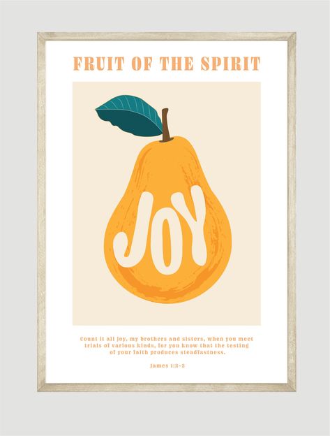 Fruit Of The Spirit Canvas Painting, Bible Posters Wall Art, Joy Poster, Fruits Of Spirit Art, Christian Pop Art, Joy Artwork, Bible Verse Mural, Fruit Of The Spirit Poster, Free Printable Christian Wall Art