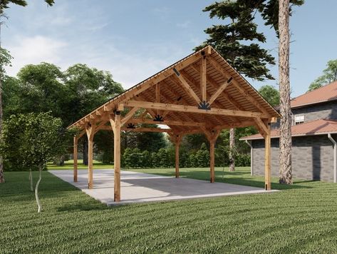 Carport Addition, Construction Garage, Wooden Carports, Diy Carport, Land Ideas, Pavilion Plans, Carport Plans, Shade Ideas, Outdoor Covered Patio