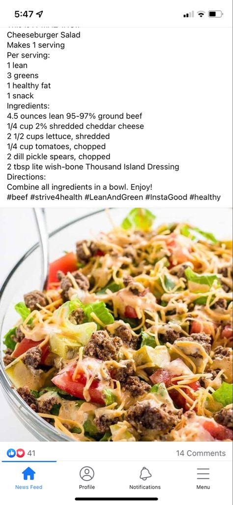 Cheeseburger Salad, Optavia Lean And Green, Nutrisystem Recipes, Lean Protein Meals, Lean Meat Recipes, Lean And Green, Ground Chicken Recipes, Ground Meat Recipes, Lean Meals