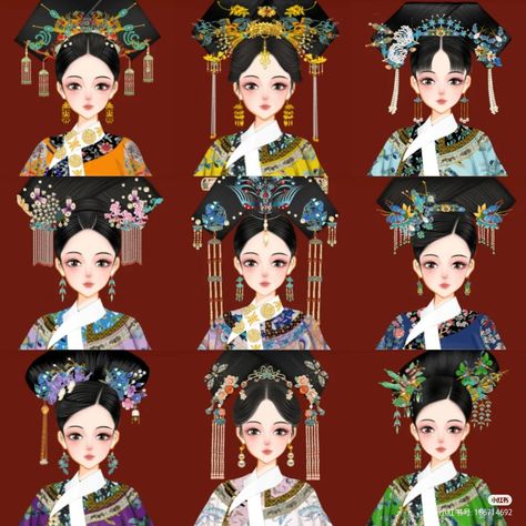 Qing Dynasty Hairstyles, Dynasty Hairstyles, Chinese Wedding Photos, Chinese Princess, Chinese Traditional Costume, Chinese Aesthetic, Hanfu Dress, 18th Century Fashion, Chinese Hairstyle