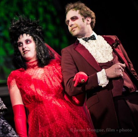 Beetlejuice: Beetlejuice's Wedding Tuxedo and Makeup: 4 Steps Lydia Wedding Dress Beetlejuice, Beetlejuice Wedding Costume, Beetlejuice Red Dress, Beetlejuice Wedding Dress, Otho Beetlejuice, Adam And Barbara Beetlejuice, Adam Beetlejuice, Lydia Wedding Dress, Beetlejuice Couple Costume