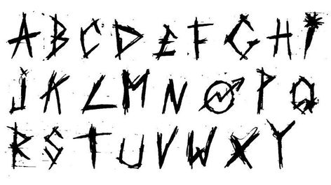 Punk Lettering Fonts, Punk Font Alphabet, Rock Font Letters, Cool Ways To Draw Letters, How To Write Graffiti Letters, Emo Lettering, Creepy Lettering, Punk Lettering, Gothic Font Tattoo