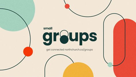 Minimal style church graphic design to promote joining small groups. Simple shapes and patterns, modern colour pallete. Flyer Simple Design, Family Graphic Design, Discipleship Graphic Design, Community Graphic Design, Youth Group Logo Design, Church Thumbnail Design, Connect Group, Youth Church Graphic Design, Church Series Graphics