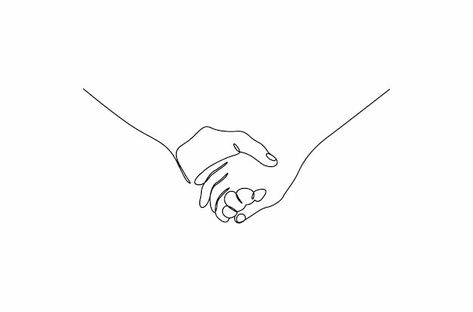 Holding Hands One Line Drawing, Holding Hands Line Drawing, Continuous Line Drawing Hand, Drawing Two People, Two People Holding Hands, Two Hands Tattoo, Holding Hands Drawing, Continuous Line Tattoo, 16 Aesthetic