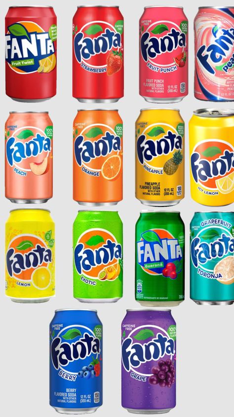 Soda Flavors, Fruit Packaging, Fanta Can, Sleepover Food, Drinks Brands, Cute Food Drawings, Food Mat, Strawberry Fruit, Sleeves Designs For Dresses