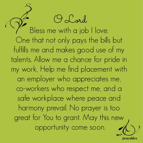 Prayer: New Job Prayer – Prayables New Job Prayer, Job Prayer, Prayer For Job Interview, Employment Prayer, Bible Verse Blessings, Prayer For A Job, Prayer For Work, Prayer For Guidance, Everyday Prayers