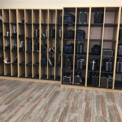 TEMPO Music Cabinets | mediatechnologies Band Room Organization, Trumpet Storage, Music Room Storage, Instrument Storage, Band Rooms, Tempo Music, Trumpet Case, Band Instruments, Band Room