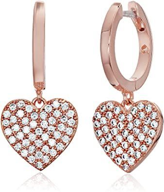 kate spade new york Pave Heart Rose Gold Drop Earrings Rose Gold Drop Earrings, Heart Rose, Heart Drop Earrings, Kate Spade Jewelry, Gold Drop Earrings, Yours Truly, Kate Spade New York, Rose Gold Plates, Initials