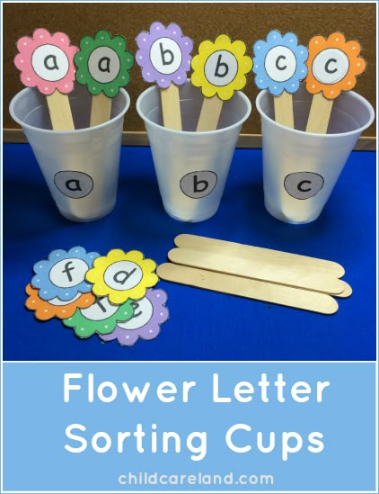 Teaching Letter Activities, Alphabet Flowers Letters Free Printable, Letter Sorting Activities, Plastic Cup Crafts, Letter Sorting, Letter Matching Activities, Letter Recognition Activities, Diy Montessori, Weekly Printable