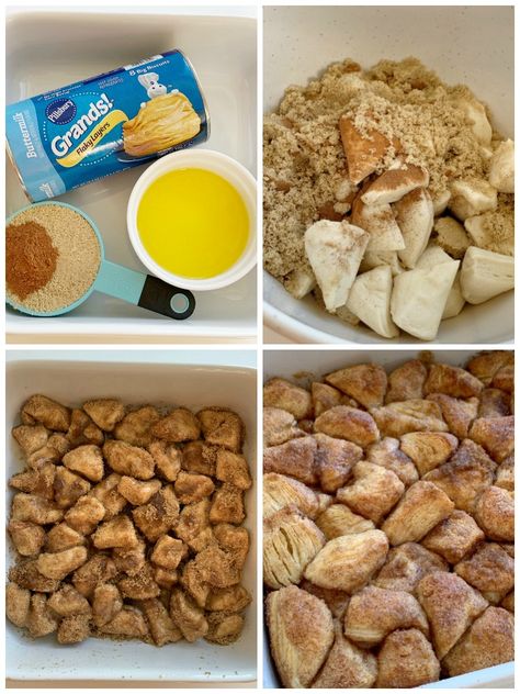 Easy Cinnamon Roll Casserole, Using Canned Biscuits, Grand Biscuit Recipes, Cinnamon Roll Bites, Cinnamon Bites, Biscuit Cinnamon Rolls, Donut Hole Recipe, Make Biscuits, Cinnamon Biscuits