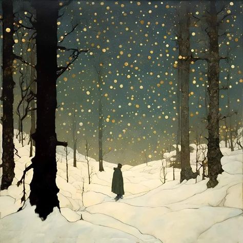 Winter Illustration, Snowy Forest, Night Painting, Snow Scenes, Winter Landscape, Painting Inspiration, Landscape Art, New Art, Art Inspo