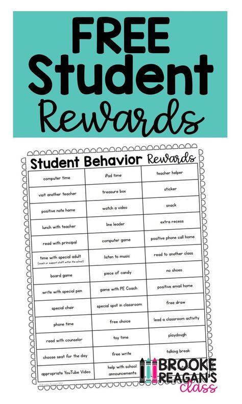 Free classroom behavior reward list for teachers to use with their students and help motivated them in the classroom to work towards behavior goals and behavior expectations. This is a free list and almost everything on this list will cost you nothing and be easy low prep to no prep. Free Student Rewards, Pbis Rewards, Class Reward System, Positive Notes Home, Behavior Expectations, Reward Ideas, Classroom Store, Behavior Goals, Classroom Incentives