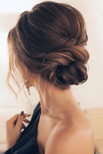 60+ Perfect Hair Updos For Perfect You ... Wedding Updos For Medium Hair High Bun, Low Bun Wedding Hair For Long Hair, Wedding Hairstyles With Glasses, Modern Updo Hairstyles, Bangs Updo, Sanggul Modern, Updo Ideas, Wedding Hairstyles Medium Length, Wedding Hair Inspiration