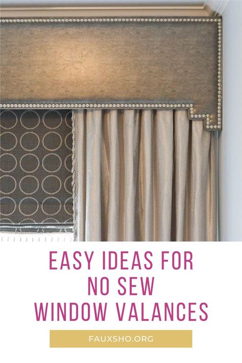 If you are in the market for a new look with window valances, you don't want to miss these no sew DIY ideas. So cute and so stinkin' easy. What could be better? Create the look you want, even if you don't sew.  How cool is that? Keep reading to learn more. #fauxshoblog Window Valance Ideas With Blinds, Valance Window Treatments Diy, Diy Window Valance, No Sew Valance, Window Valance Diy, Box Valance, Valance Patterns, Wood Valance, Burlap Valance