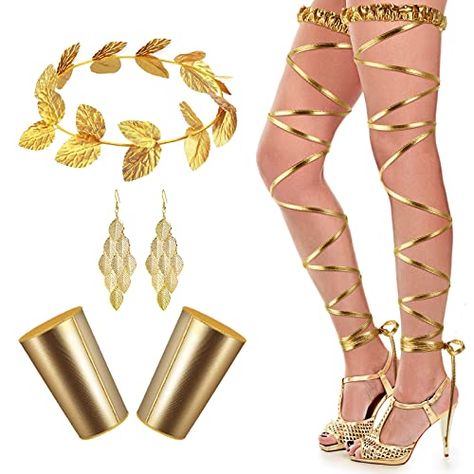 Hailey Bush's Amazon Page Teardrop Diamond Necklace, Greek Accessories, Toga Costume, Ancient Greek Jewelry, Leaf Headband, Greek Goddess Costume, Gold Clothing, Leaf Crown, Womens Cowgirl Boots