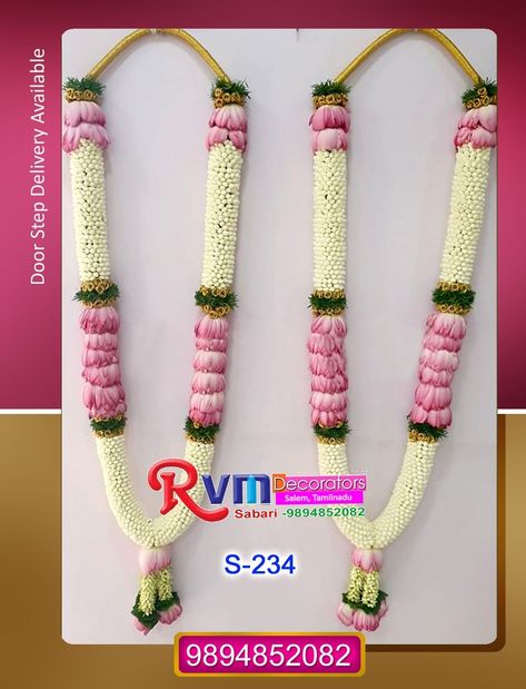 Lotus Design Garlands from RVM Decorators Lotus Garlands Wedding, Muhurtham Malai Design, Latest Garlands For Wedding, Garlands Wedding Indian Flower Lotus, Pelli Garlands, Wedding Haram Flower, Pelli Dandalu Latest, Malai Designs For Wedding, Maalai Designs For Engagement