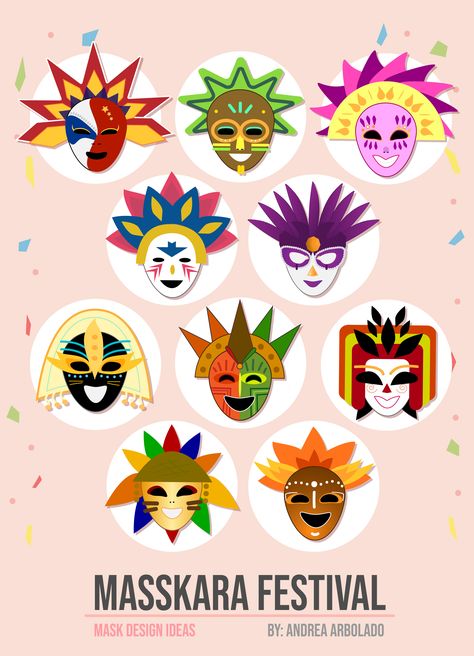 Inspired from the Masskara Festival in the PhilippinesYou can use it for any purpose Masskara Festival Design Ideas, Philippine Maskara Festival, Philippine Festival Costume Drawing, Philippine Fiesta Drawing, Mascara Design Ideas Festival, Mascara Festival Philippines, Mascara Design Festival, Mask Festival Design, Philippines Festival Drawing