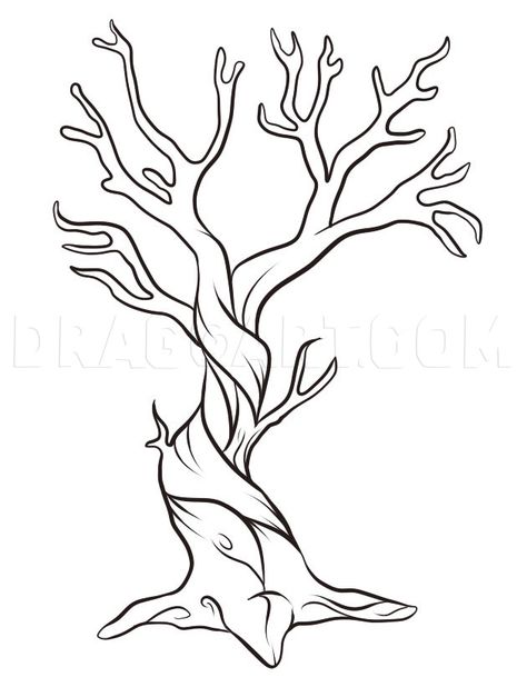 How To Draw A Dead Tree, Step by Step, Drawing Guide, by Dawn | dragoart.com Trees Drawing Tutorial, Drawing Nature, Twisted Tree, Creation Art, Nature Drawing, Tree Drawing, Nature Tree, Drawing Tips, Pyrography