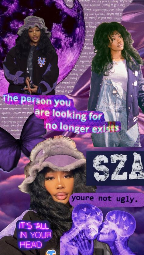 Sza Aesthetic Purple, Sza Aesthetic Wallpaper Purple, Purple Sza Wallpapers, Sza Wallpapers Ipad, Sza Aesthetic Wallpaper Blue, Sza Core, Sza Collage, Ipad Makeover, Sza Wallpapers