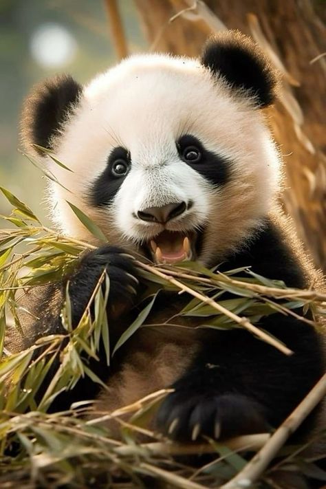 Panda Photography, Panda Eating Bamboo, Panda Eating, Baby Panda Bears, Custom Tattoos, Cutee Animals, Giant Pandas, Cute Bunny Pictures, Animal Reference