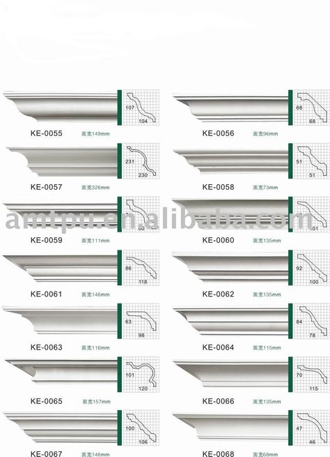 Molding profiles for cornices French Cornice Ceiling, Corniche Design, Modern Cornice, Cornice Moulding, Cornice Design, Moulding Profiles, House Trim, Window Sills, Trim Work